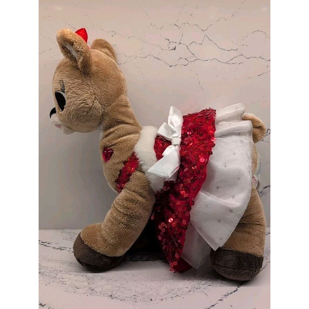 Build a Bear Rudolph Red Nosed Reindeer Clarice Deer Plush 15" Light Up Heart